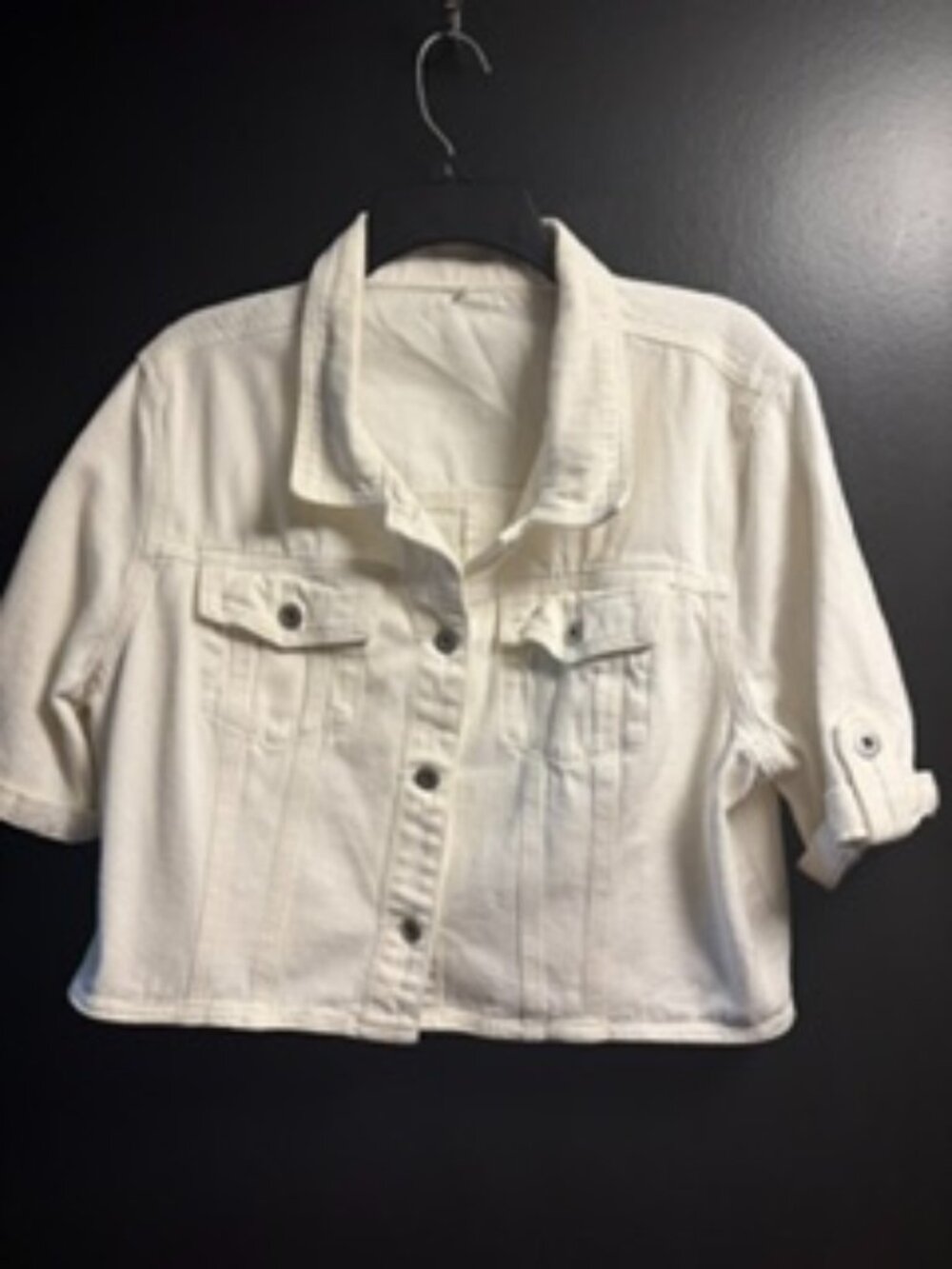 WHITE DENIM JACKET SHORT SLEEVE